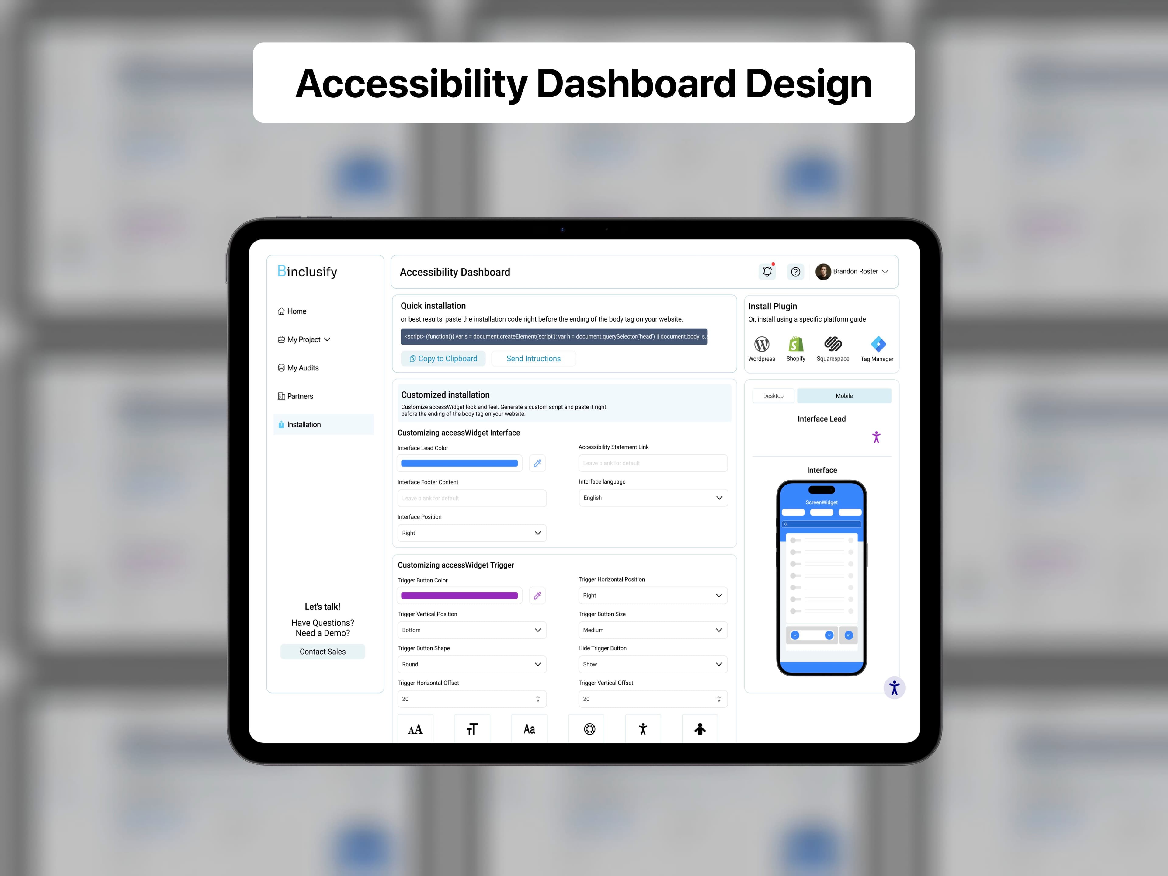 Accessibility Dashboard Design